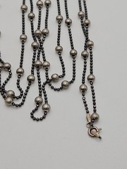 Vintage JCM Sterling Silver Italian Beaded Station Long Chain Necklace 60″