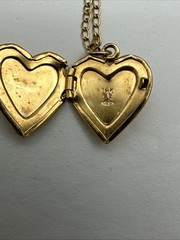 14KGF Gold Filled Heart Locket Pendant Necklace With 15 inch Chain