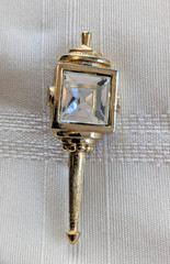 Vintage Bobley Victorian Revival Lamp Post Lantern Brooch large Rhinestone R110