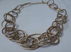 Heavy Bold Gold Tone 22″ Double Round Link Chain Necklace