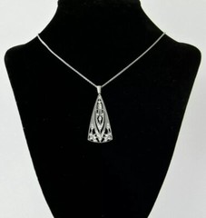 Art Deco Round Cut Lab Created Diamond Bridal Wedding Gift Pedant In 925 Silver