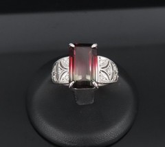 7.16ct Intense Watermelon Tourmaline & 0.15ct Diamond Platinum Ring, Size 7
