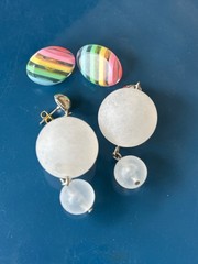 Vintage Earrings Lot 1980s Enamel Metal Plastic Pink Blue Red
