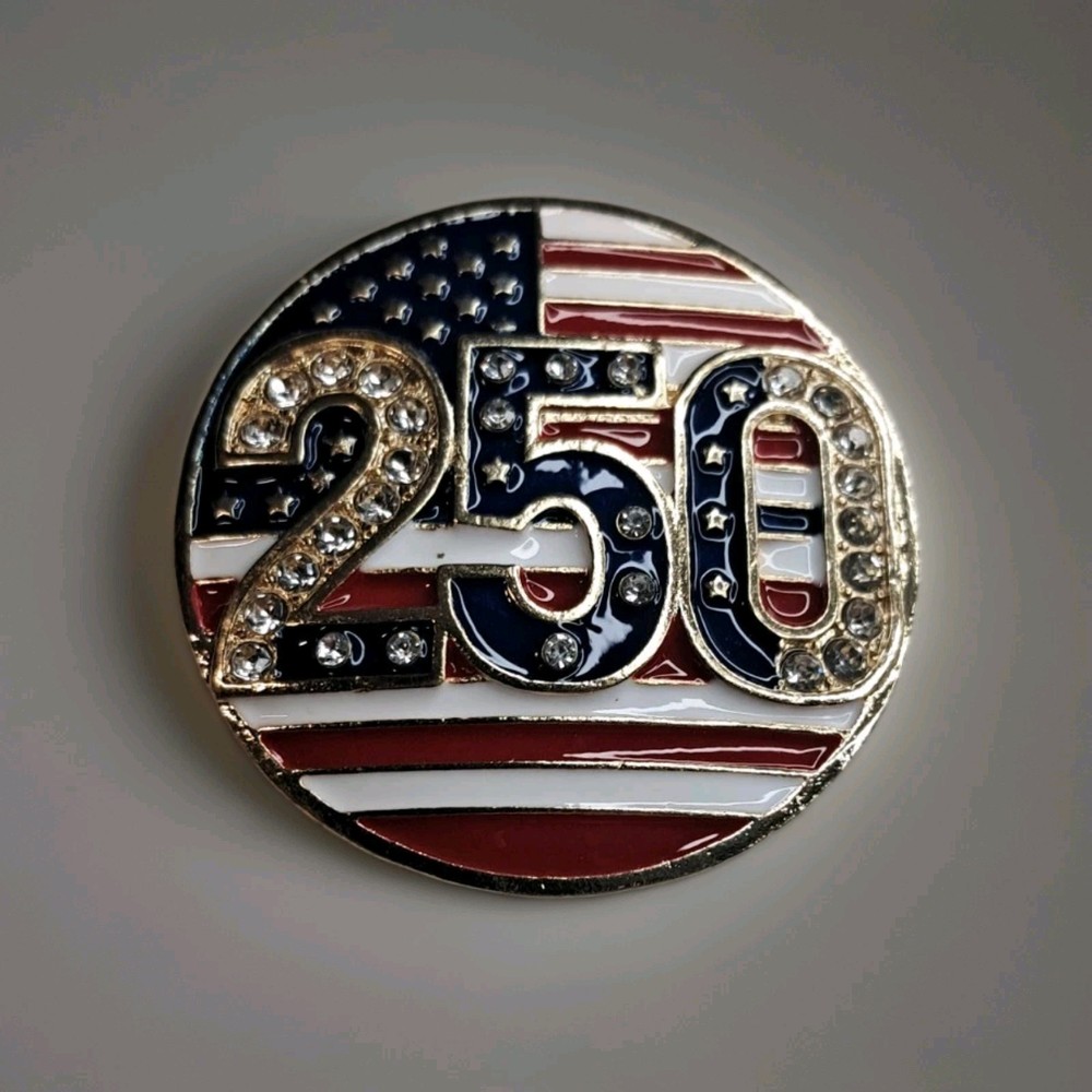 USA 250 Gold Toned Brooch Pin
