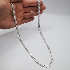 Vintage Unique Fine Flat Curb Link Chain Necklace Long Solid 925 Sterling Men