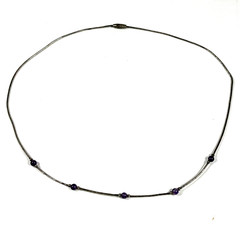 Liquid Silver Amethyst Bead Choker Necklace 17 inches Southwest Style