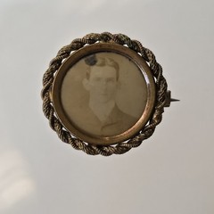 Antique Victorian Framed Brooch Portrait Photo Of Male C Clasp