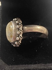 Vintage Golden Rutilated Quartz Hand Crafted 6 ct Stone Size 8 1/4 Ring.