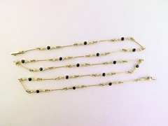 Estate 18K Yellow Gold & Blue Sapphire Fancy Ornate 25″ Layering Chain Necklace