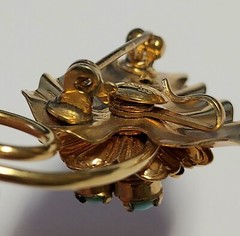Barclay Brooch Pin Pendant 12kt 1/20 Gold Filled Faux Turquoise Enamel Leaf