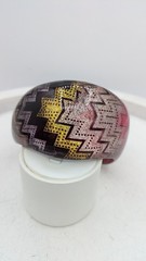 Vintage Bangle Bracelet Chunky Acrylic Pink Black Gold Glitter Abstract Wide