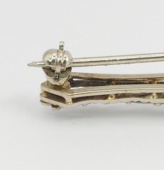 Art Deco Platinum & Gold Mixed .40ct Diamond Solitaire Brooch Bar Pin SI2 F/G