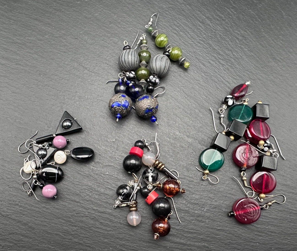 LOT OF 14 PAIRS OF ASSORTED VINTAGE BEADED DANGLE EARRINGS B160