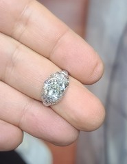 Platinum Vintage Filigree Engagement Ring 2.78ct. Natural Old Mine Diamond GIA