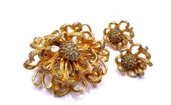 Vintage Castlecliff Rhinestone Brooch Earrings SET