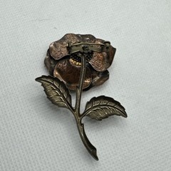 Womens Vintage Rose Flower Floral Copper & Brass Tone Brooch Pin 2.5”