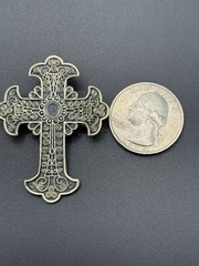 Vintage Sterling Silver Gothic Cross Pendant 1.75″ 9.75 Grams B24