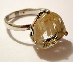 3 Rings S9 Rutilated Quartz S10.5 Blue Stone S12 Bar 925 Sterling Silver 10.6g