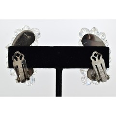 Laguna Vintage Clip On Crystal Earrings Clear Climber Bridal Signed 1950s A24