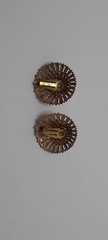 Beautiful Clip-on Earrings Vintage Style with Pattern Round Multicolored Enamel