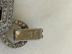 Vintage 14k White gold and diamond filigree EFFY BITA pendant with emerald