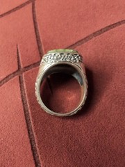 Statement Vintage Art Deco Style Sterling Silver Green Jade Ring Size 8.25