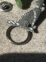 Vintage Silver Tone Wolf Eye Glasses Holder Pin Jewelry