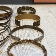 Vintage Style Bangle Bracelet Lot Copper Bronze Brass Tone Mixed Metal Stack
