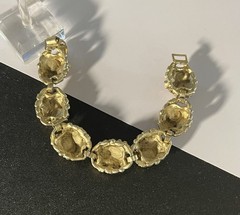 VINTAGE UNSIGNED “ART” GOLD GILT RHINESTONES CRYSTALS LINKED RETRO FLORAL