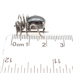 835 Silver Antique Art Deco Real Hematite Spider Oxidized 3D Mini Pin Brooch