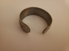 VINTAGE Kirk Stieff Pewter Etched Cuff Bracelet Rose 900-6 June, 6.25in