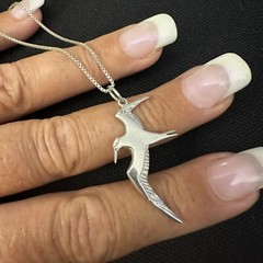 BEAUTIFUL ESTATE STERLING SILVER STUDIO HAND MADE ARTISAN BIRD NECKLACE 20” LONG