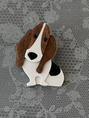 Basset Hound Dog vintage style acrylic brooch pin