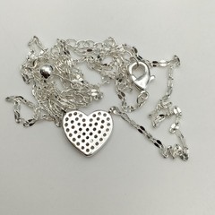 Silver Tone Pave CZ Heart Specialty Chain Necklace Adjustable 18-21” #15