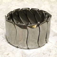 Vintage Silver tone Accordion Expansion Stretch Cuff Bracelet