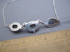 Fine Vintage GRAY AGATE(?) Necklace-3 Part Cabochon Center w/Chain Ends-17.5 In