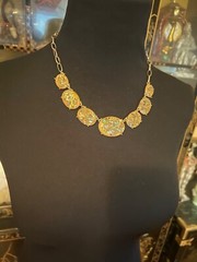 Vintage Faux Fire Opal Necklace Choker Bid Beautiful Sparkle Adjustable