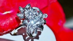 14k white gold ring 0.12ct natural diamond size 4.75 flower vintage 3.35gr N3444