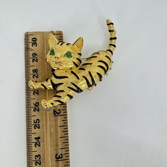 VTG Trifari Tiger Cub Ark Series Brooch Pin 1966 Green Eyed Kitten Cat Gold Tone