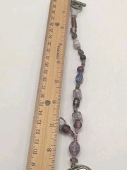 Vintage Purple Art Glass Beads Necklace Silver Pendent Choker Collar Bohemian
