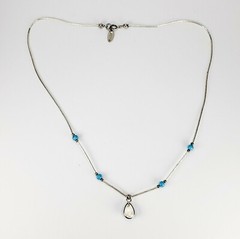 Sterling Silver 925 Turquoise Liquid Silver Turquoise Pendant Necklace 18 inches