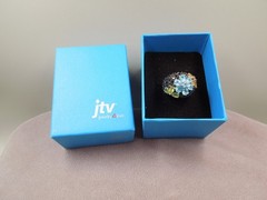JTV Gold Sterling Silver Spinel Blue Topaz Citrine Peridot Flower Ring NIB Sz 7
