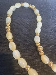 Vintage Napier Lucite Moon Glow Bead Necklace 28 in