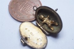 ANTIQUE EGYPTIAN REVIVAL SILVER & ENAMEL BABY MOSES BASKET CHARM c1920