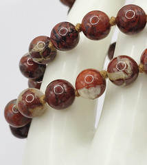 Jasper Stone Varied Brown Hues Hand Knotted Beaded Over the Head Necklace 30 In