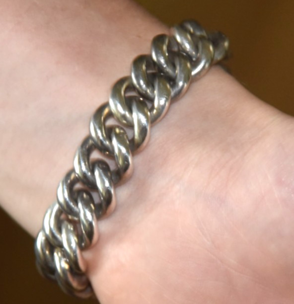 Heavy Vintage Sterling Silver Bracelet 7 ½ Inches 109 Grams