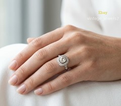2.40CT Cushion Lab Created Diamond Wedding Vintage Halo Antique Ring 14K Gold FN