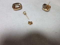 14K SOLID YELLOW & WHITE GOLD CZ STONE EARRINGS MARKED JAW POST STUD #14