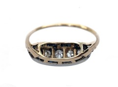 Antique 1890’s Edwardian Period Diamond Calibrated Sapphire 18k Gorgeous Ring