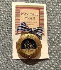 Vintage John Wind Maximal Art Brooch Believe Christmas Winter Open For Photo NWT